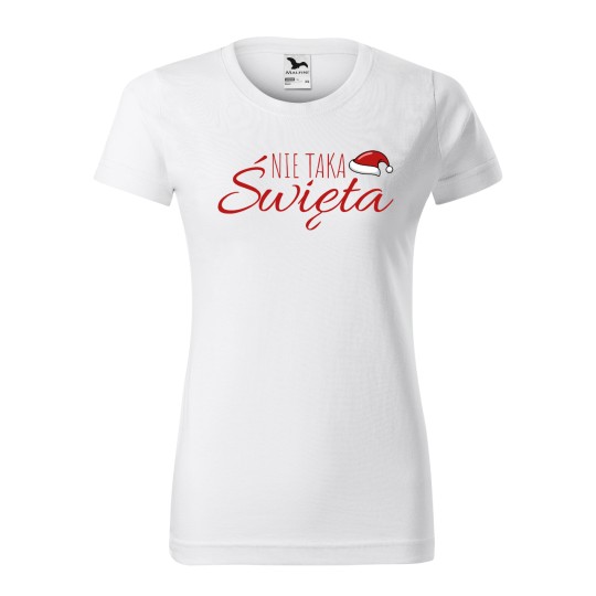 KOSZULKA DAMSKA NIE TAKA ŚWIĘTA PREZENT NA MIKOŁAJKI POD CHOINKĘ BIAŁA