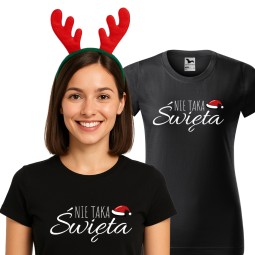 KOSZULKA DAMSKA NIE TAKA ŚWIĘTA PREZENT NA MIKOŁAJKI POD CHOINKĘ CZARNA