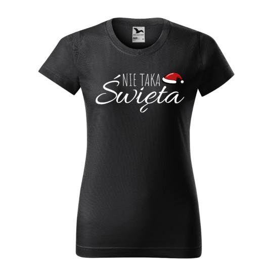 KOSZULKA DAMSKA NIE TAKA ŚWIĘTA PREZENT NA MIKOŁAJKI POD CHOINKĘ CZARNA