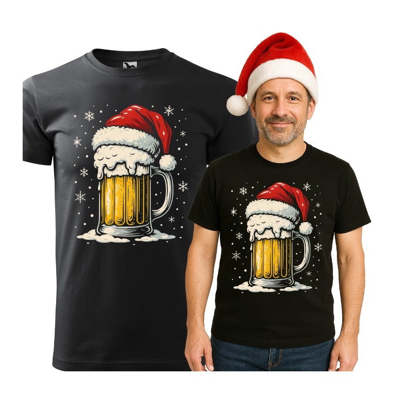 KOSZULKA MĘSKA ŚWIĄTECZNA Z NADRUKIEM  CZARNA