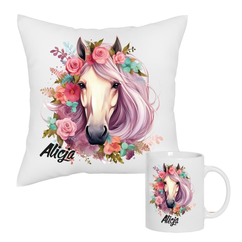 Zestaw Poduszka Kubek Konik Na Prezent Dla Dziecka PersonalizacjaImię