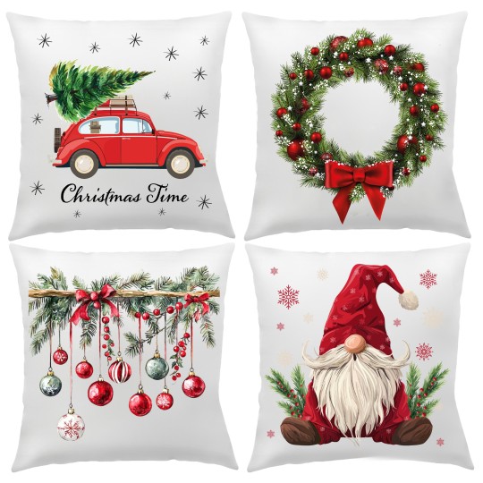 POSZEWKI NA PODUSZKĘ BOŻE NARODZENIE 40X40cm DO SALONU OZDOBA ZESTAW 4