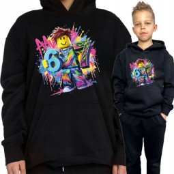 BLUZA DZIECIĘCA CZARNA Z MOTYWEM SIX SEVEN 67 NA PREZENT 110