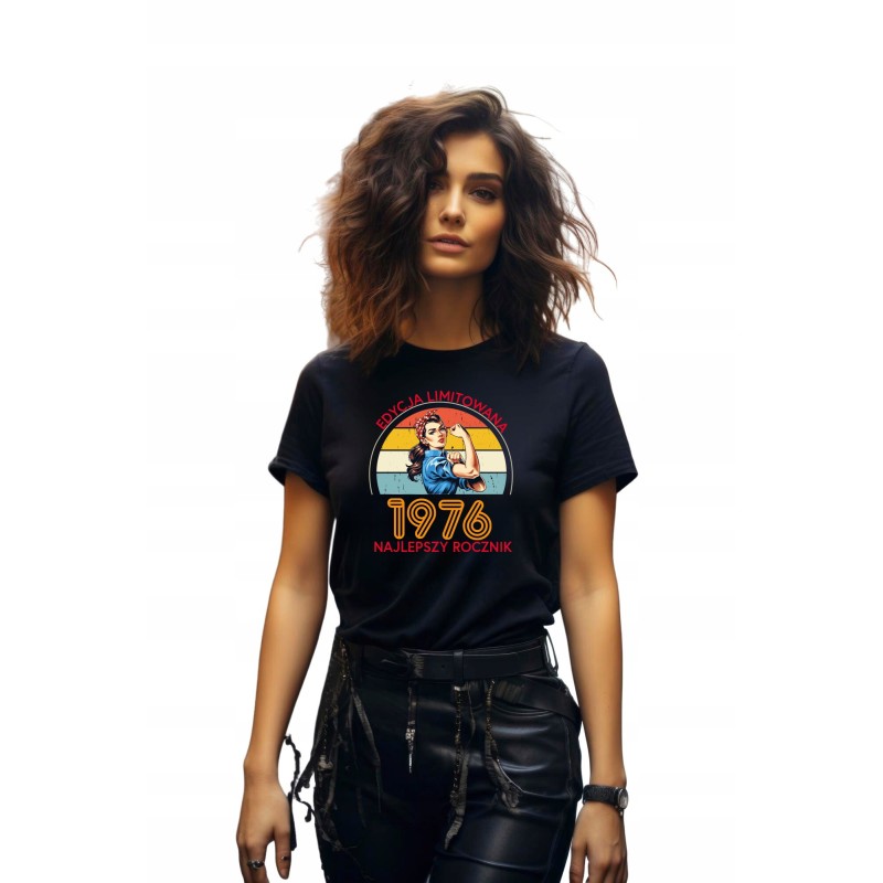 KOSZULKA DAMSKA EDYCA LIMITOWANA NAJLEPSZY ROCZNIK 1976 URODZINOWA