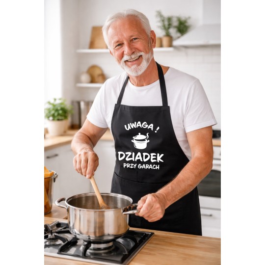 FARTUCH DLA DZIADKA CZARNY DZIEŃ DZIADKA NA PREZENT DO GOTOWANIA 90cm