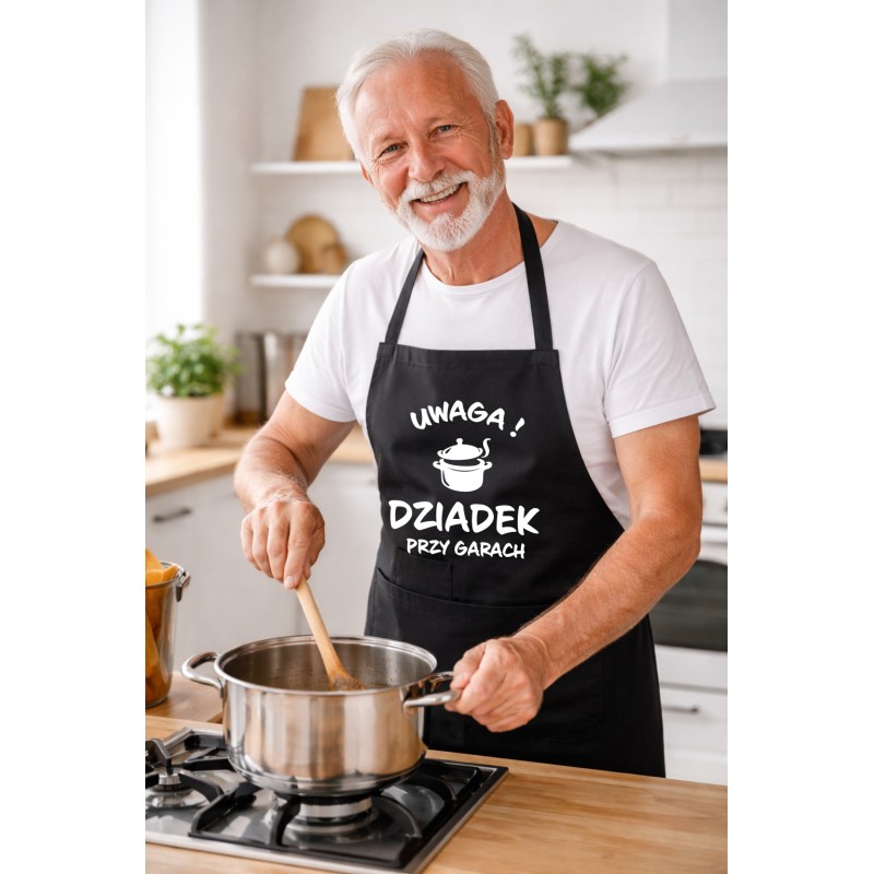 FARTUCH DLA DZIADKA CZARNY DZIEŃ DZIADKA NA PREZENT DO GOTOWANIA 90cm