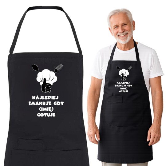 FARTUCH DLA DZIADKA CZARNY Z IMIENIEM PERSONALIZOWANY DZIEŃ DZIADKA 90cm