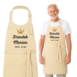 FARTUCH DLA DZIADKA KRÓL MIĘS DZIEŃ DZIADKA BEŻOWY PERSONALIZOWANY 83CM