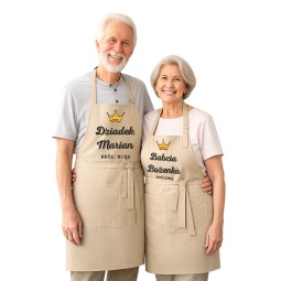 PREZENT DLA BABCI I DZIADKA ZESTAW PERSONALIZOWANYCH FARTUCHÓW 83CM