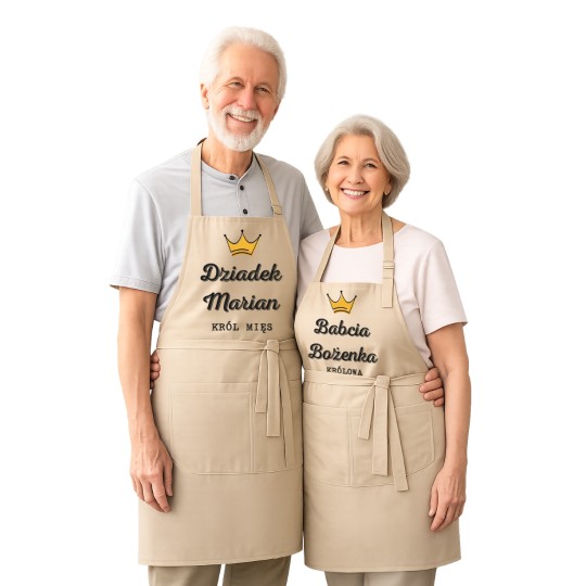 PREZENT DLA BABCI I DZIADKA ZESTAW PERSONALIZOWANYCH FARTUCHÓW 83CM