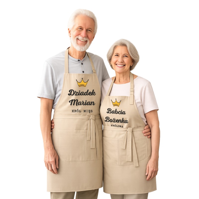 PREZENT DLA BABCI I DZIADKA ZESTAW PERSONALIZOWANYCH FARTUCHÓW 83CM