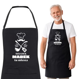 FARTUCH DLA DZIADKA CZARNY Z IMIENIEM PERSONALIZOWANY DZIEŃ DZIADKA 90cm