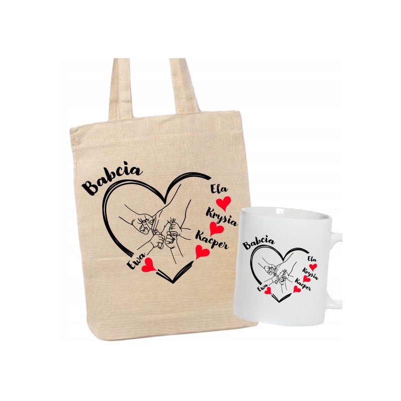 ZESTAW TORBA KUBEK DZIEŃ BABCI UPOMINEK PERSONALIZOWANA