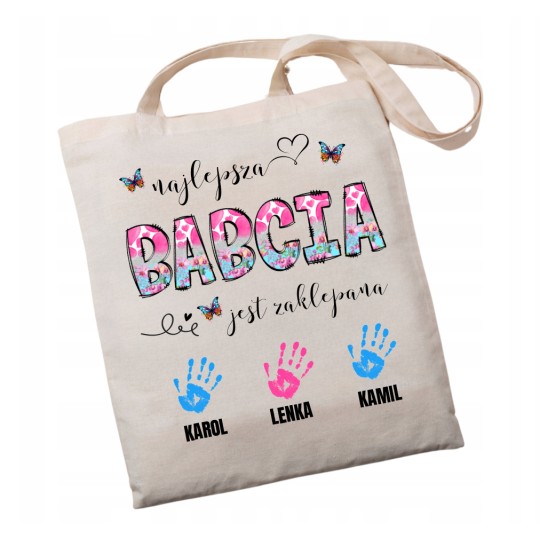 TORBA DZIEŃ BABCI UPOMINEK Z IMIONAMI DZIECI GOTOWY PREZENT