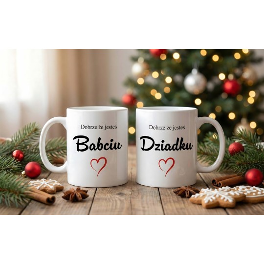 ZESTAW RĘCZNIKÓW NA DZIEŃ BABCI I DZIADKA Z BIAŁYMI KUBKAMI