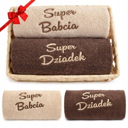 ZESTAW RĘCZNIKÓW PREZENT NA DZIEŃ BABCI DZIADKA KOMPLET 50x100cm ŚWIĘTA