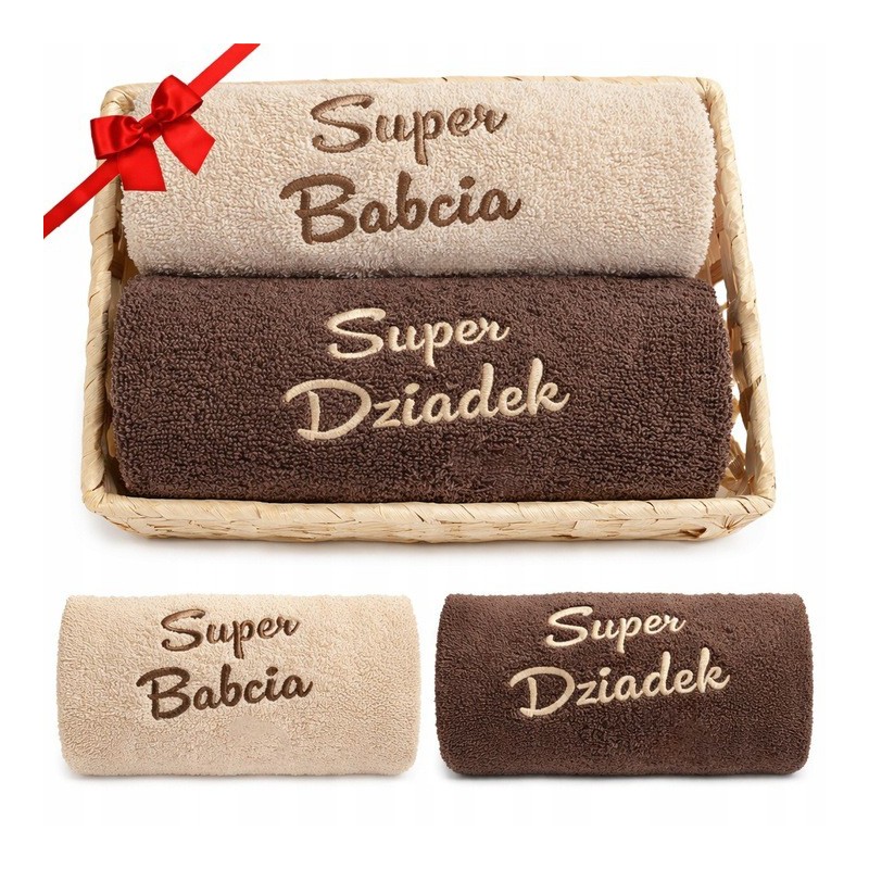 ZESTAW RĘCZNIKÓW PREZENT NA DZIEŃ BABCI DZIADKA KOMPLET 50x100cm ŚWIĘTA