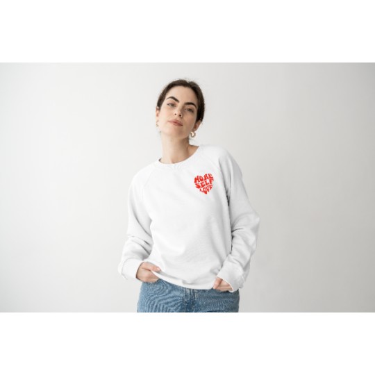 BLUZA NA WALENTYNKI NA PREZENT BEZ KAPTURA BIAŁA