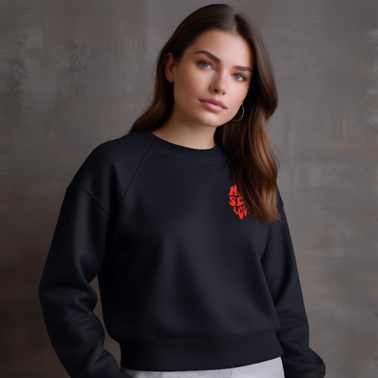 BLUZA NA WALENTYNKI NA PREZENT BEZ KAPTURA CZARNA