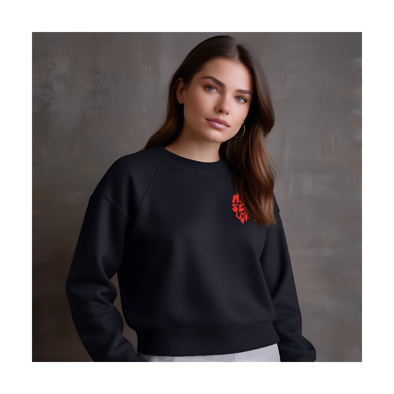 BLUZA NA WALENTYNKI NA PREZENT BEZ KAPTURA CZARNA