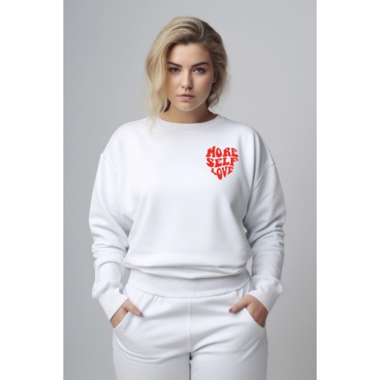 BLUZA NA WALENTYNKI NA PREZENT BEZ KAPTURA BIAŁA