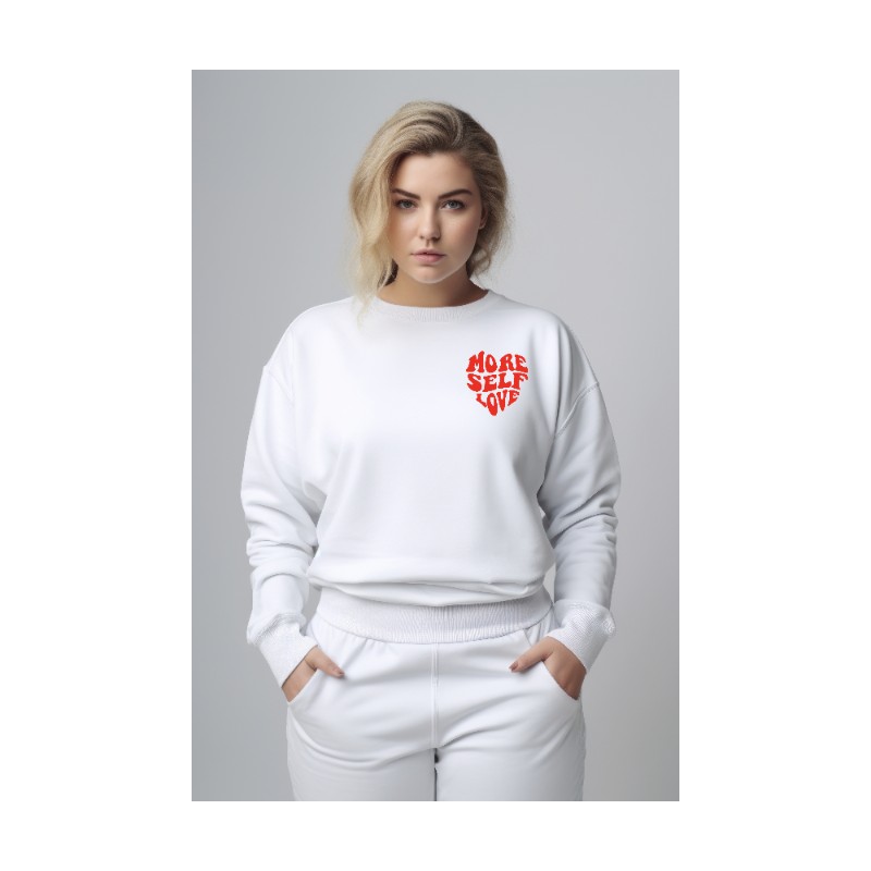 BLUZA NA WALENTYNKI NA PREZENT BEZ KAPTURA BIAŁA