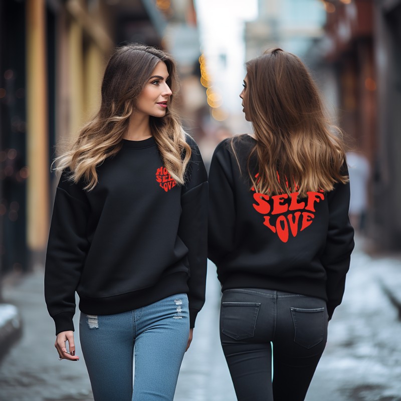 BLUZA NA WALENTYNKI NA PREZENT BEZ KAPTURA CZARNA