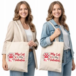 TORBA PREZENT NA WALENTYNKI MY CAT IS MY VALENTINE DLA MIŁOŚNIKA KOTÓW