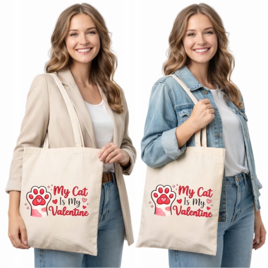 TORBA PREZENT NA WALENTYNKI MY CAT IS MY VALENTINE DLA MIŁOŚNIKA KOTÓW