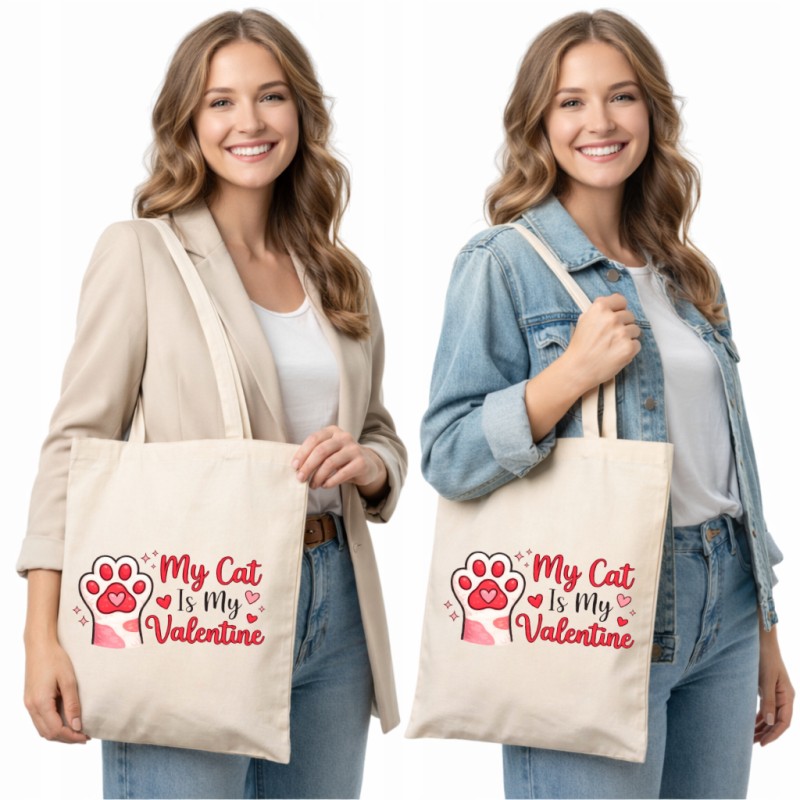 TORBA PREZENT NA WALENTYNKI MY CAT IS MY VALENTINE DLA MIŁOŚNIKA KOTÓW