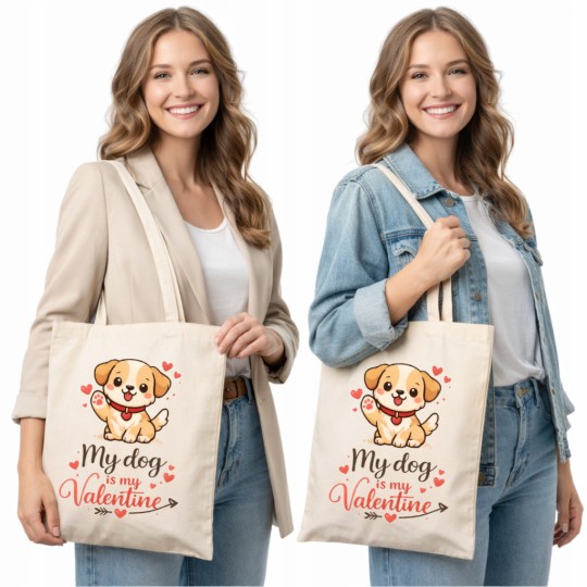 TORBA PREZENT NA WALENTYNKI MY DOG IS MY VALENTINE DLA MIŁOŚNIKA PSÓW