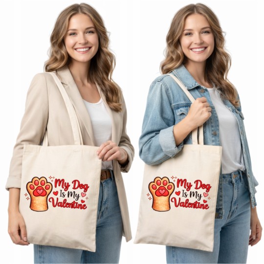 TORBA PREZENT NA WALENTYNKI MY DOG IS MY VALENTINE DLA MIŁOŚNIKA PSÓW