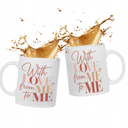 KUBEK BIAŁY WITH LOVE FROM ME TO ME IDEALNY NA PREZENT WALENTYNKI