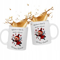 KUBEK IDEALNY JAKO PREZENT NA WALENTYNKI Z ZABAWNYM MOTYWEM MIŁOSNYM 330ml