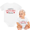 BODY DZIECIĘCE WALENTYNKI BIAŁE KRÓTKI RĘKAW NA PREZENT 3MSC