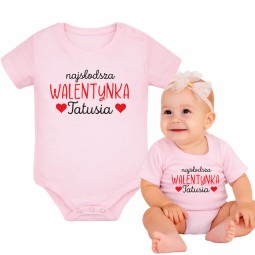 BODY DZIECIĘCE WALENTYNKI KRÓTKI RĘKAW PUDROWY RÓŻ NA PREZENT 3MSC