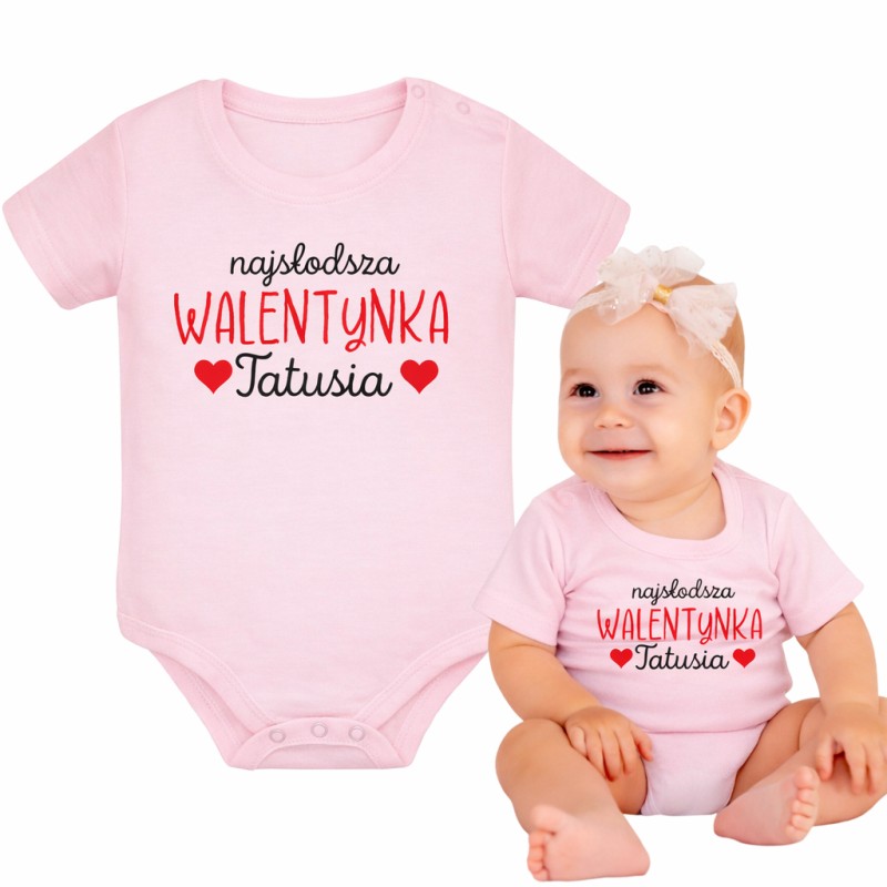 BODY DZIECIĘCE WALENTYNKI KRÓTKI RĘKAW PUDROWY RÓŻ NA PREZENT 3MSC