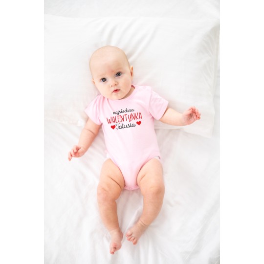 BODY DZIECIĘCE WALENTYNKI KRÓTKI RĘKAW PUDROWY RÓŻ NA PREZENT 3MSC