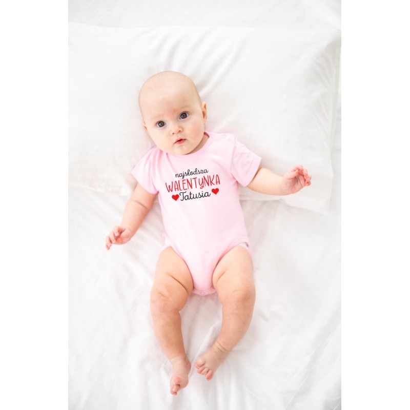 BODY DZIECIĘCE WALENTYNKI KRÓTKI RĘKAW PUDROWY RÓŻ NA PREZENT 3MSC