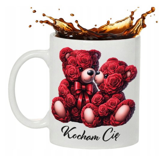 KUBEK WALENTYNKI PREZENT DLA ŻONY NARZECZONEJ DZIEWCZYNY KOCHAM CIĘ 330 ml