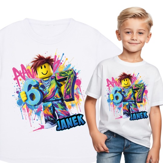 KOSZULKA DZIECIĘCA SIX SEVEN BIAŁA Z IMIENEIM