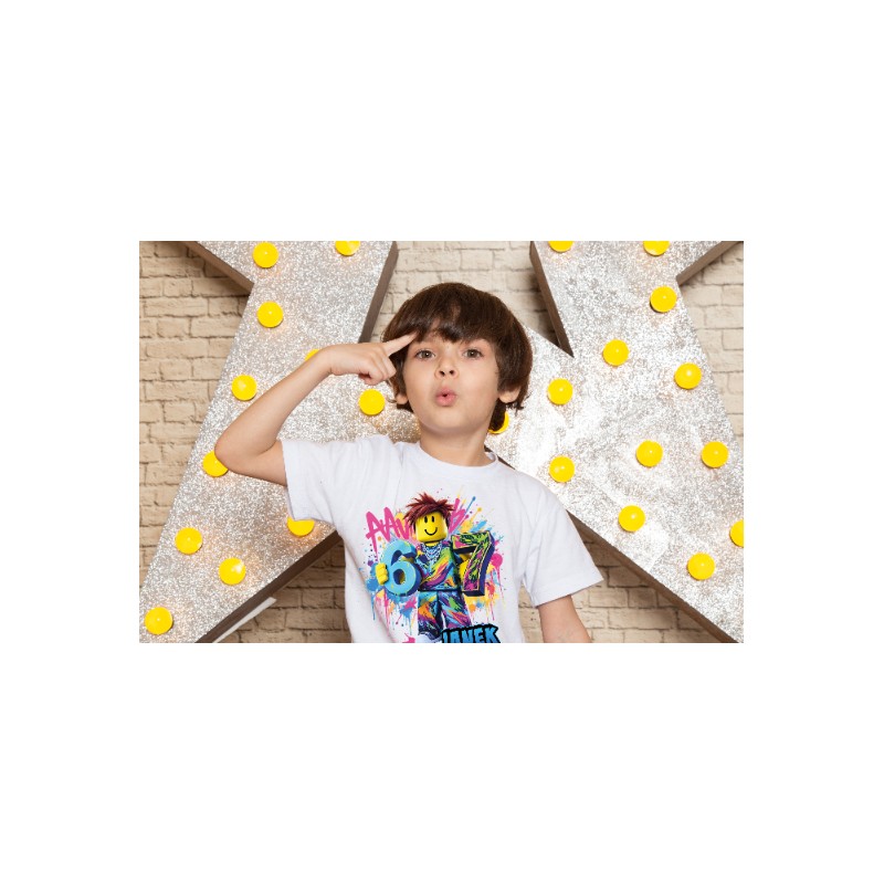 KOSZULKA DZIECIĘCA SIX SEVEN BIAŁA Z IMIENEIM