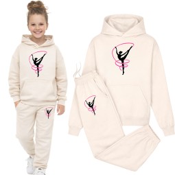 DRES BEŻOWY ZESTAW SPODNIE I BLUZA DLA MIŁOŚNICZKI BALETU