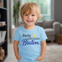 KOSZULKA DZIECIĘCA Z NADRUKIEM BĘDĘ STARSZYM BRATEM TSHIRT NIEBIESKI