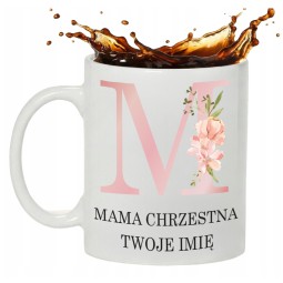 KUBEK DLA MAMY CHRZESTNEJ Z IMIENIEM UPOMINEK NA KOMUNIĘ CHRZCINY NA PREZENT