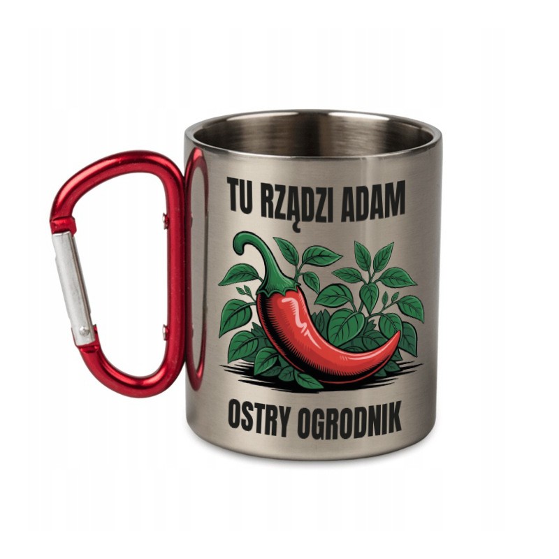 KUBEK METALOWY Z KARABIŃCZYKIEM OSTRY OGRODNIK 300 ML