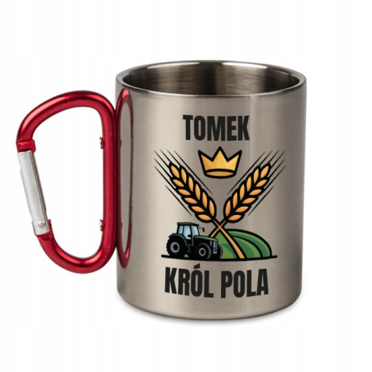 KUBEK METALOWY Z KARABIŃCZYKIEM KRÓL POLA 300 ML