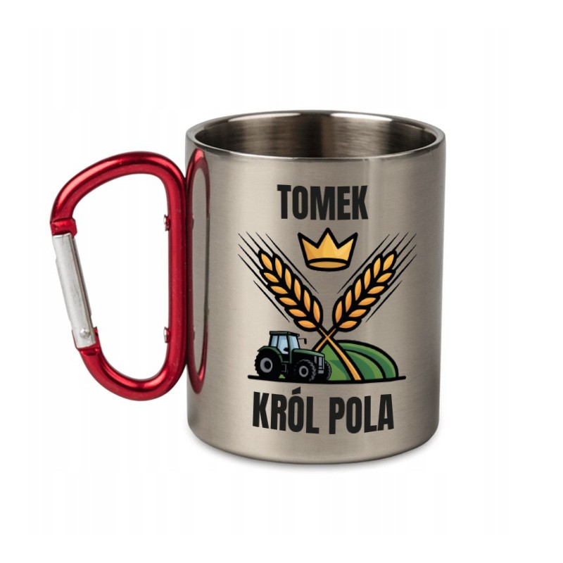 KUBEK METALOWY Z KARABIŃCZYKIEM KRÓL POLA 300 ML