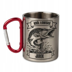 KUBEK METALOWY Z KARABIŃCZYKIEM KRÓL ŁOWISKA 300 ML