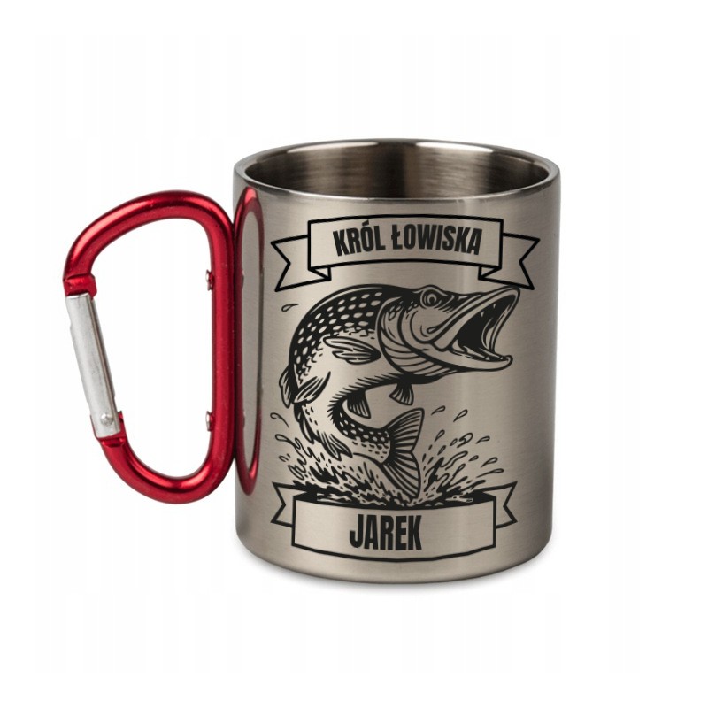 KUBEK METALOWY Z KARABIŃCZYKIEM KRÓL ŁOWISKA 300 ML
